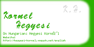 kornel hegyesi business card